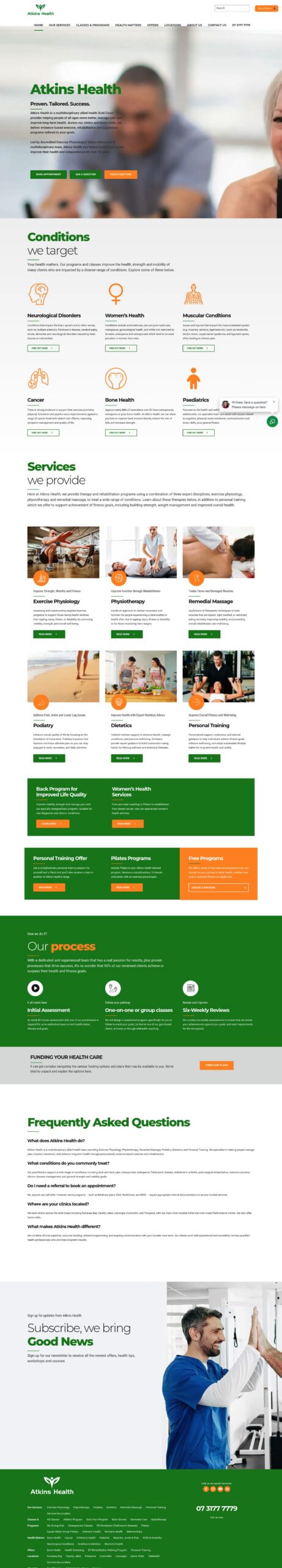 Atkins Health homepage screenshot