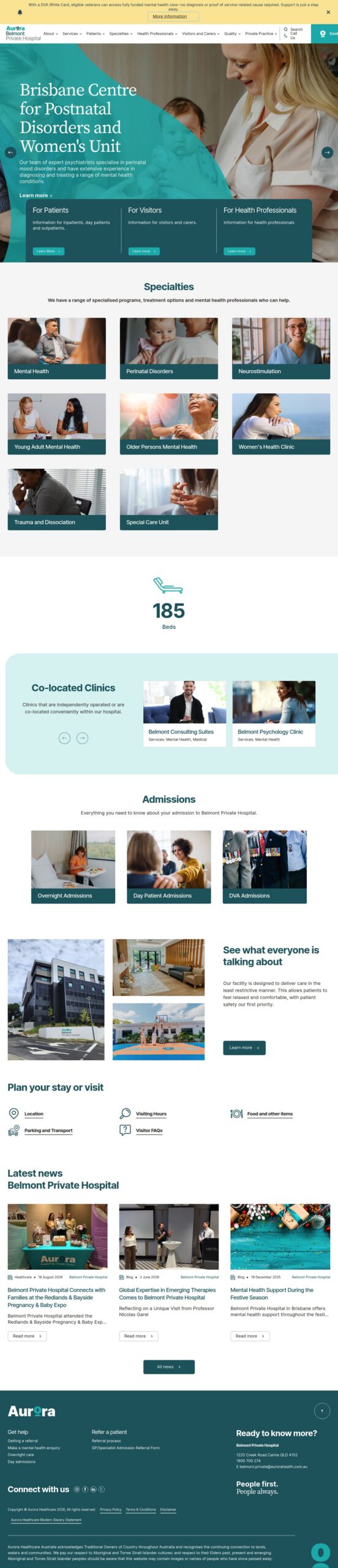Belmont Private Hospital homepage screenshot