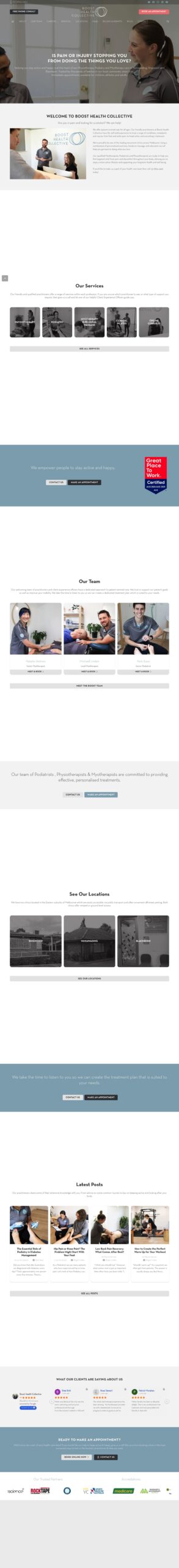 Boost Health Collective homepage screenshot