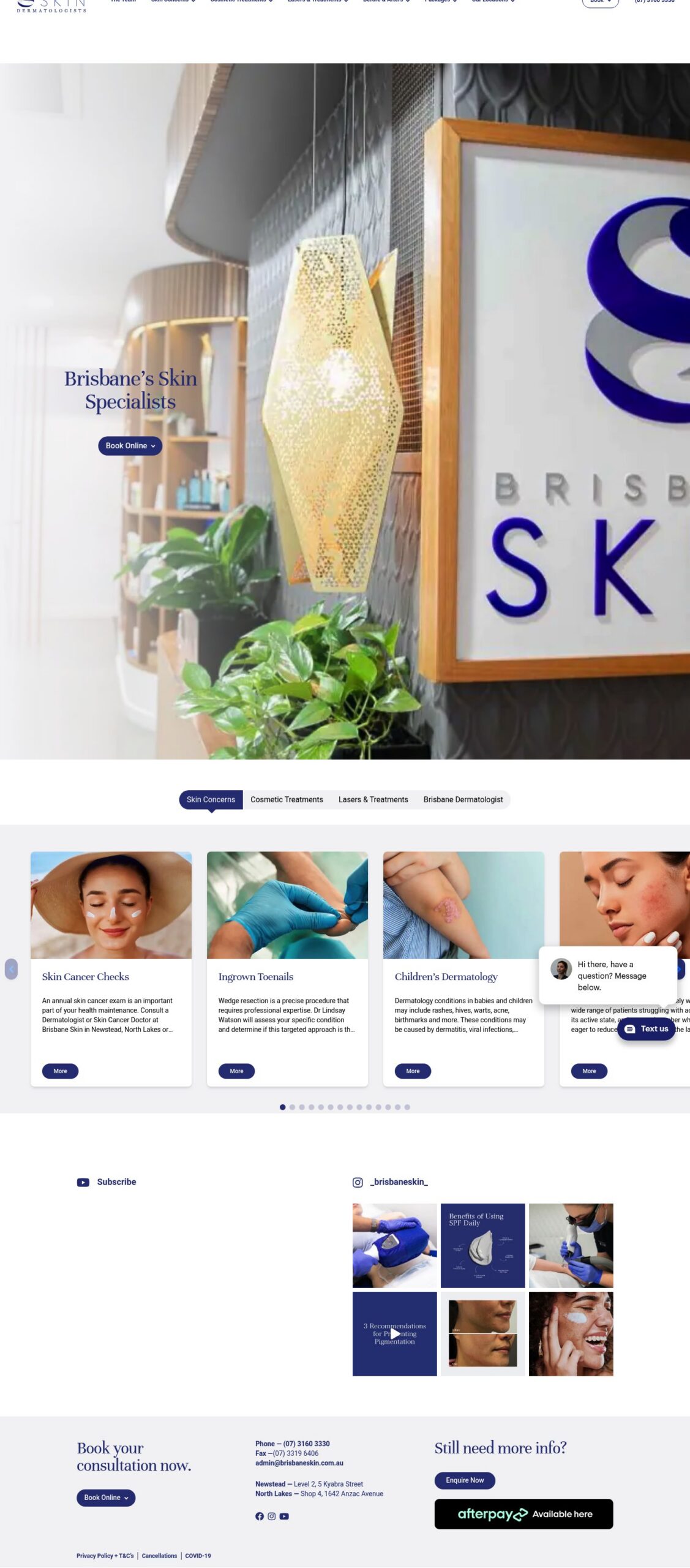Brisbane Skin homepage screenshot