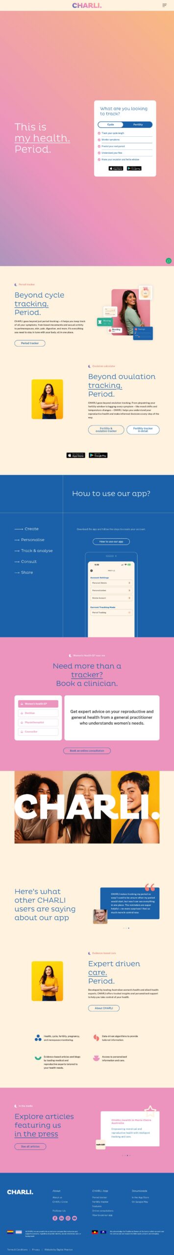 CHARLI.Health homepage screenshot
