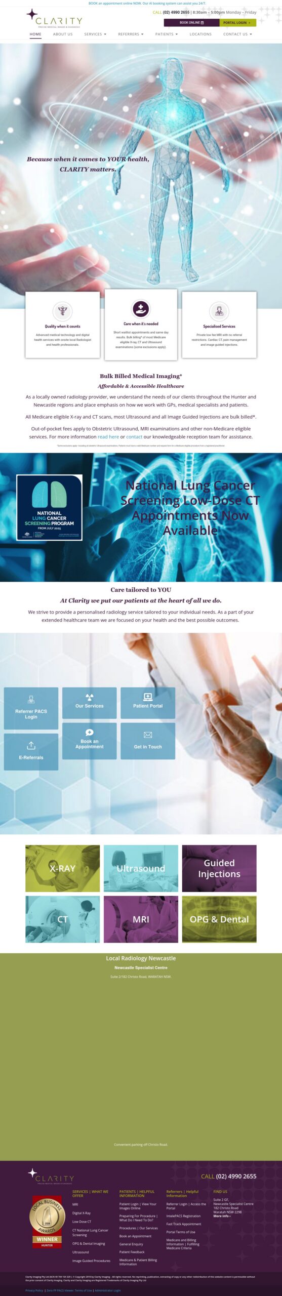 CLARITY Imaging Australia homepage screenshot