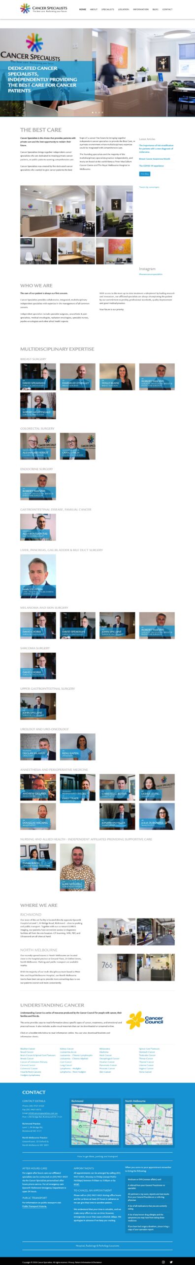 Cancer Specialists (Australia) homepage screenshot
