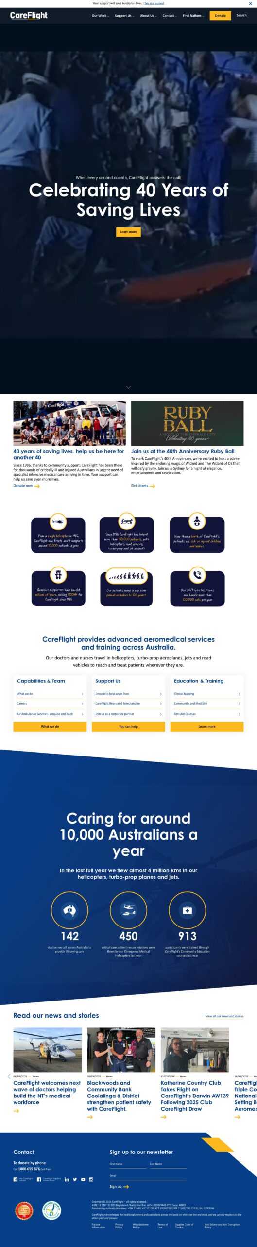 CareFlight homepage screenshot