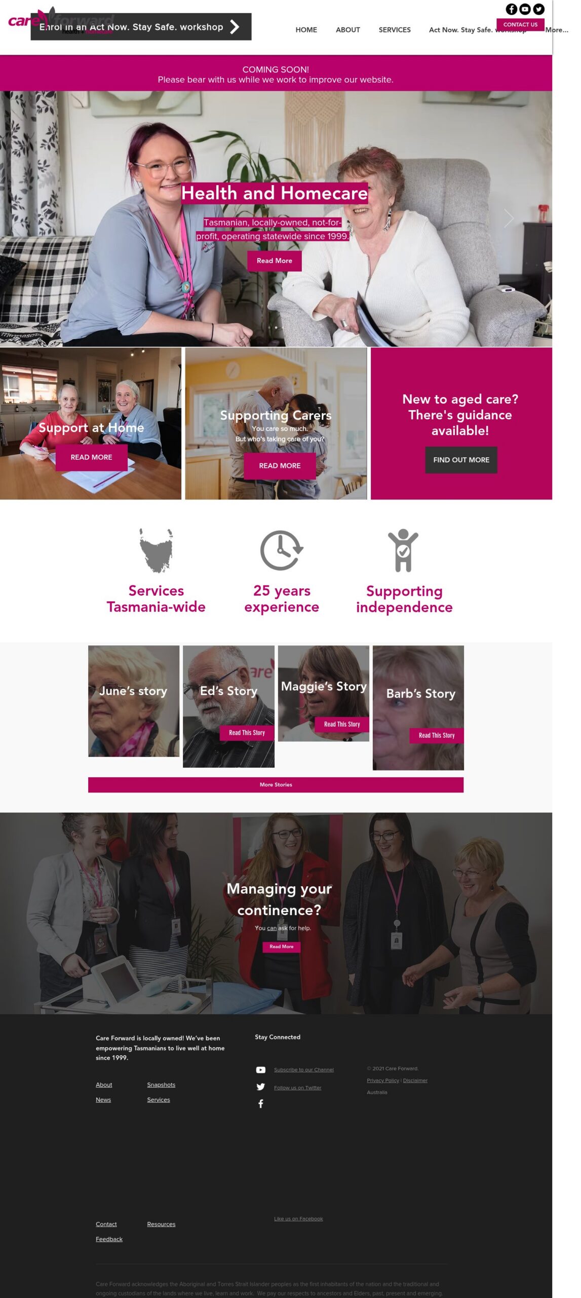 Careforward homepage screenshot