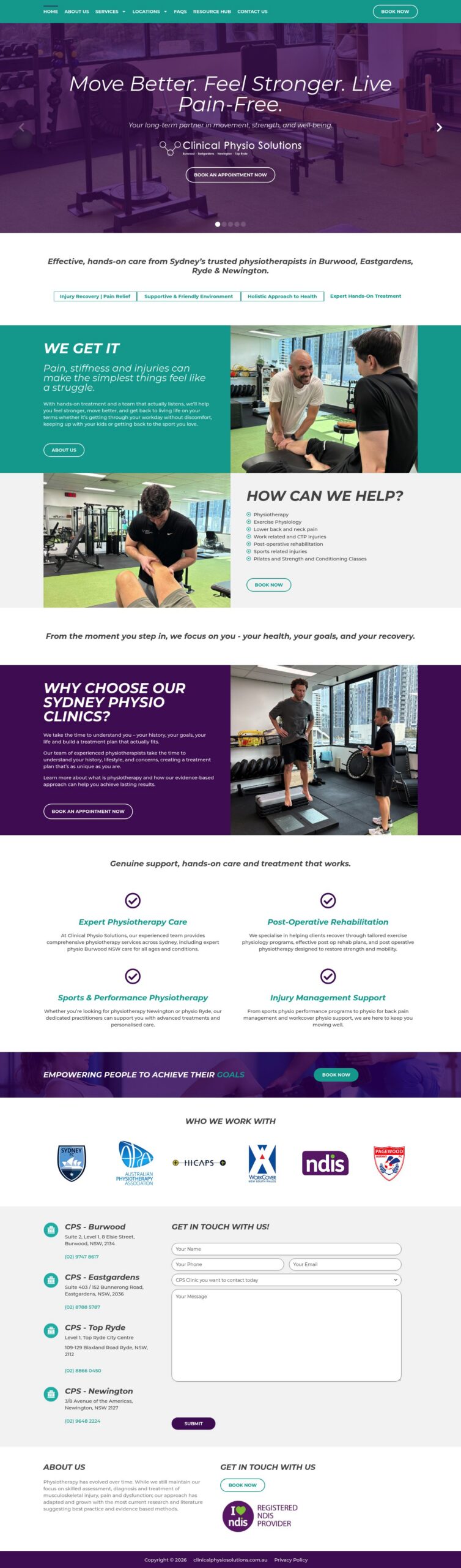 Clinical Physio Solutions homepage screenshot