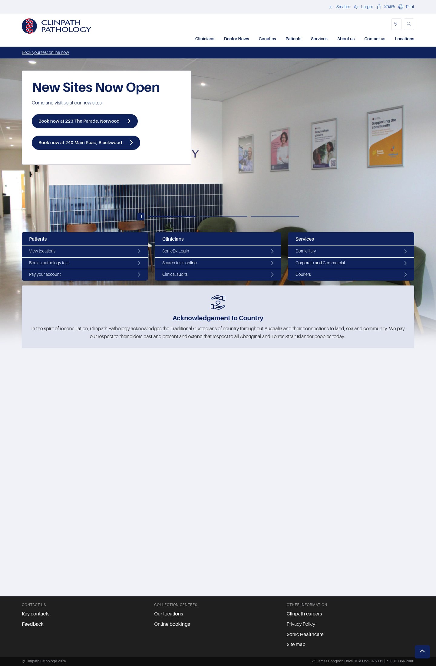 Clinpath Pathology homepage screenshot