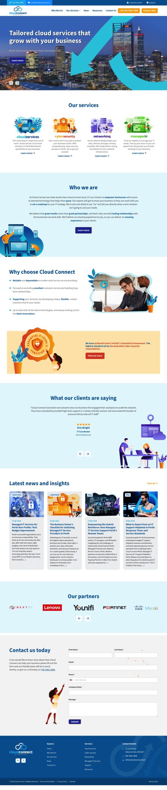 Cloud Connect WA homepage screenshot