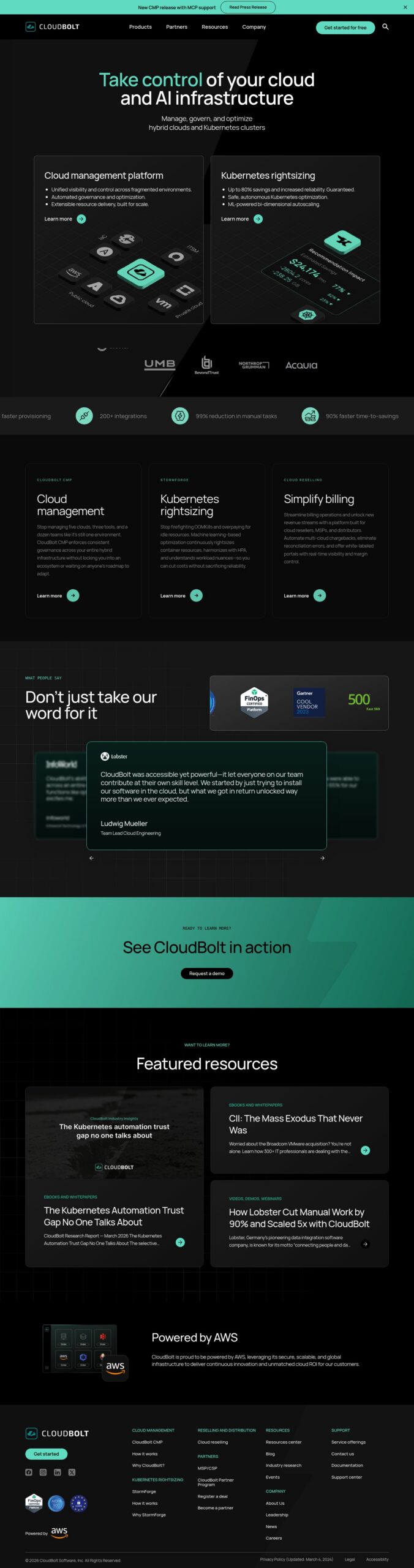 CloudBolt Software homepage screenshot