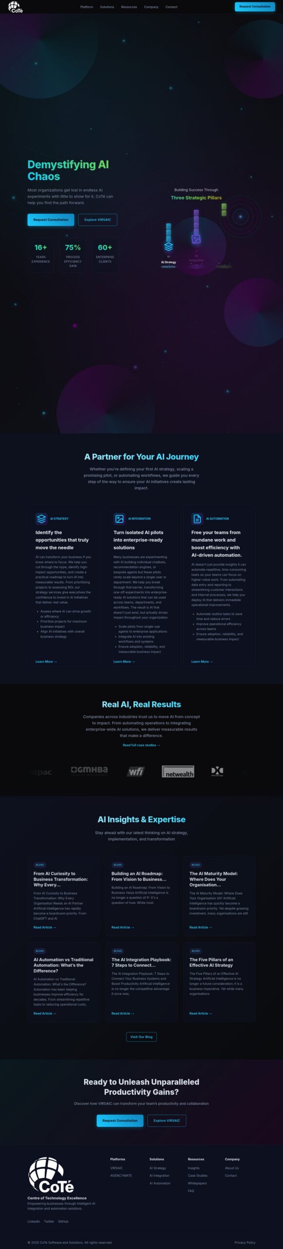 CoTé Software & Solutions homepage screenshot