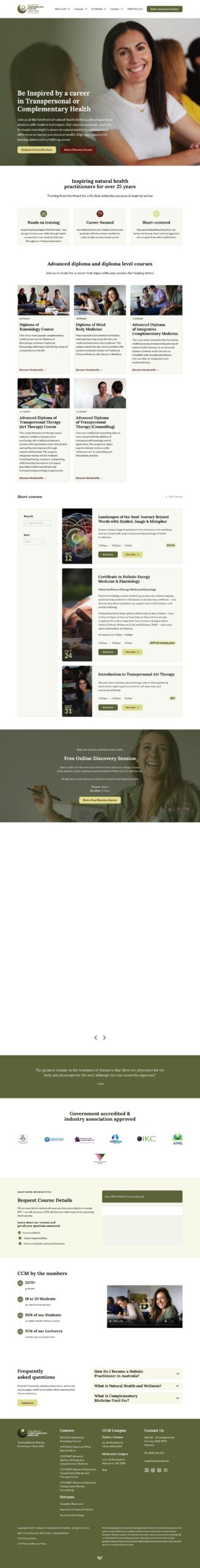 College of Complementary Medicine RTO: 91396 homepage screenshot
