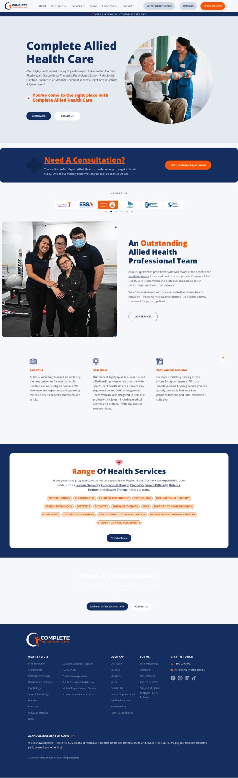 Complete Allied Health Care homepage screenshot