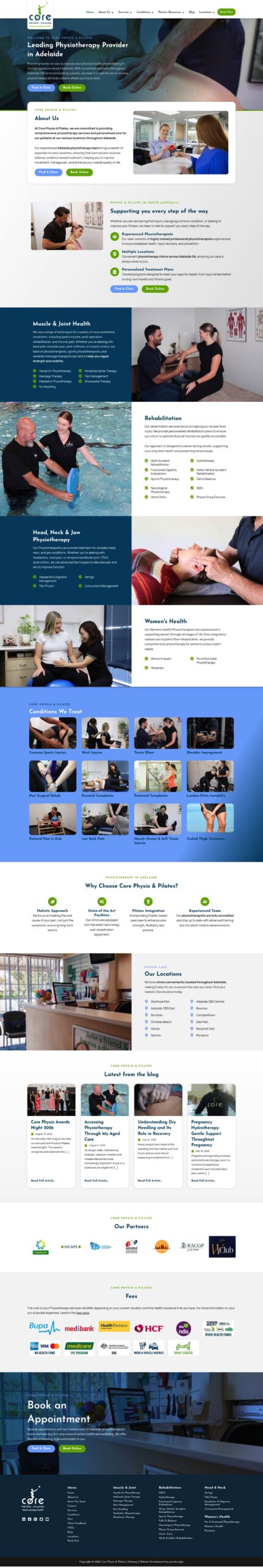 Corephysio homepage screenshot
