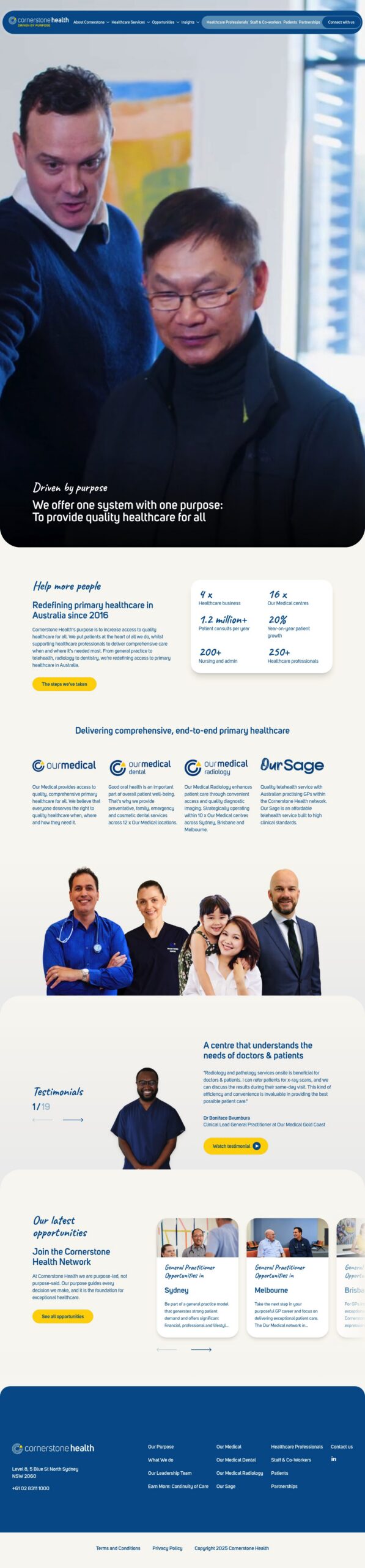 Cornerstone Health Pty Ltd homepage screenshot