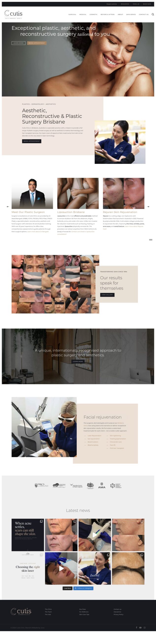 Cutis Clinic homepage screenshot