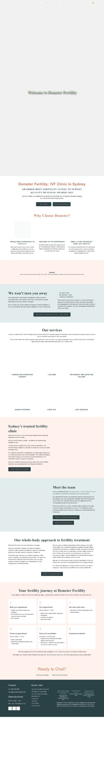 Demeter Fertility homepage screenshot
