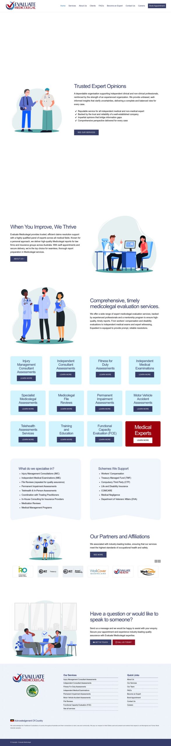 Evaluatemedicolegal homepage screenshot