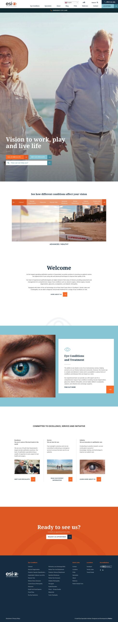 Eye Specialist Institute homepage screenshot