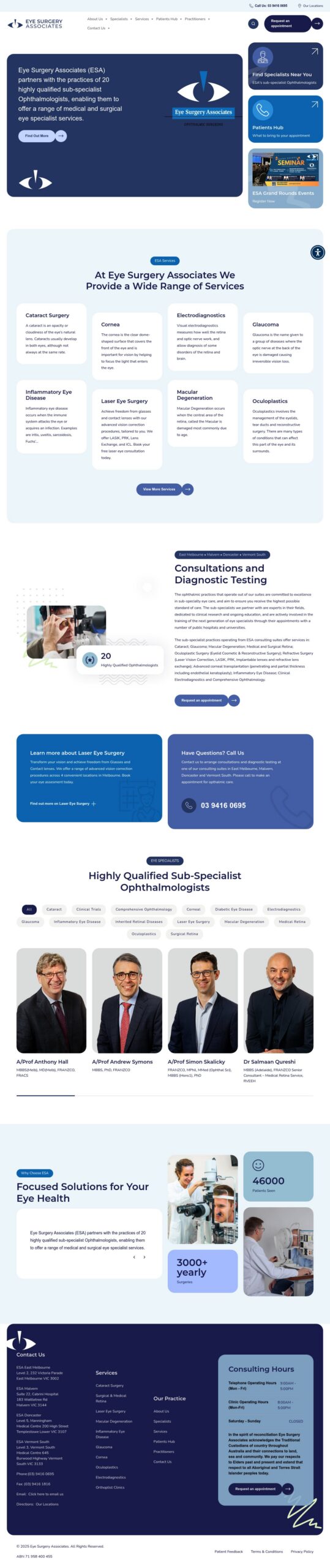 Eye Surgery Associates homepage screenshot