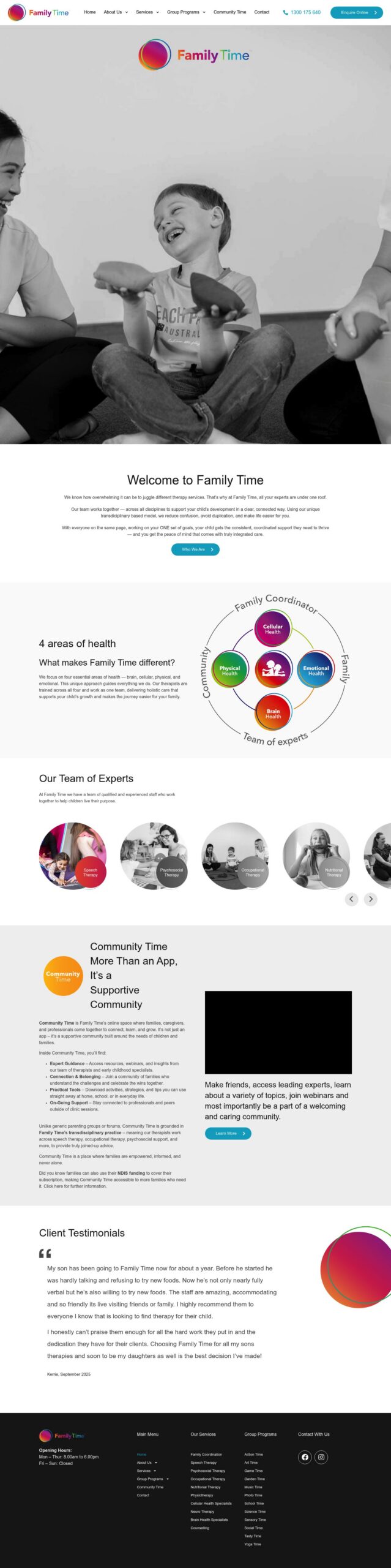 Family Time Australia homepage screenshot