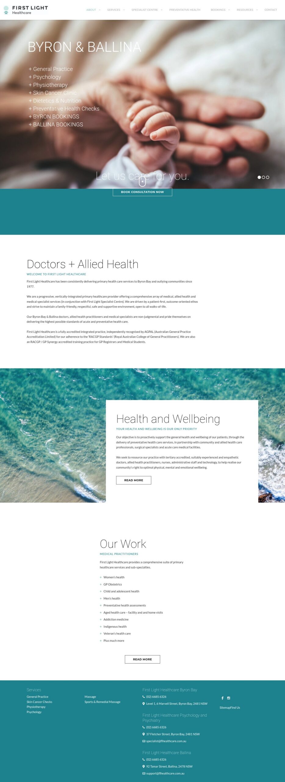 First Light Healthcare homepage screenshot