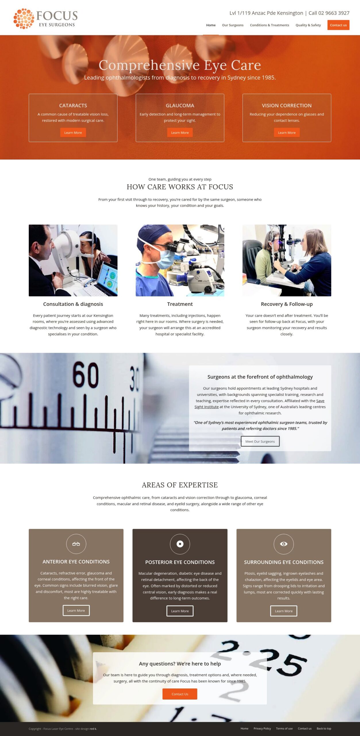 Focus Eye Centre homepage screenshot