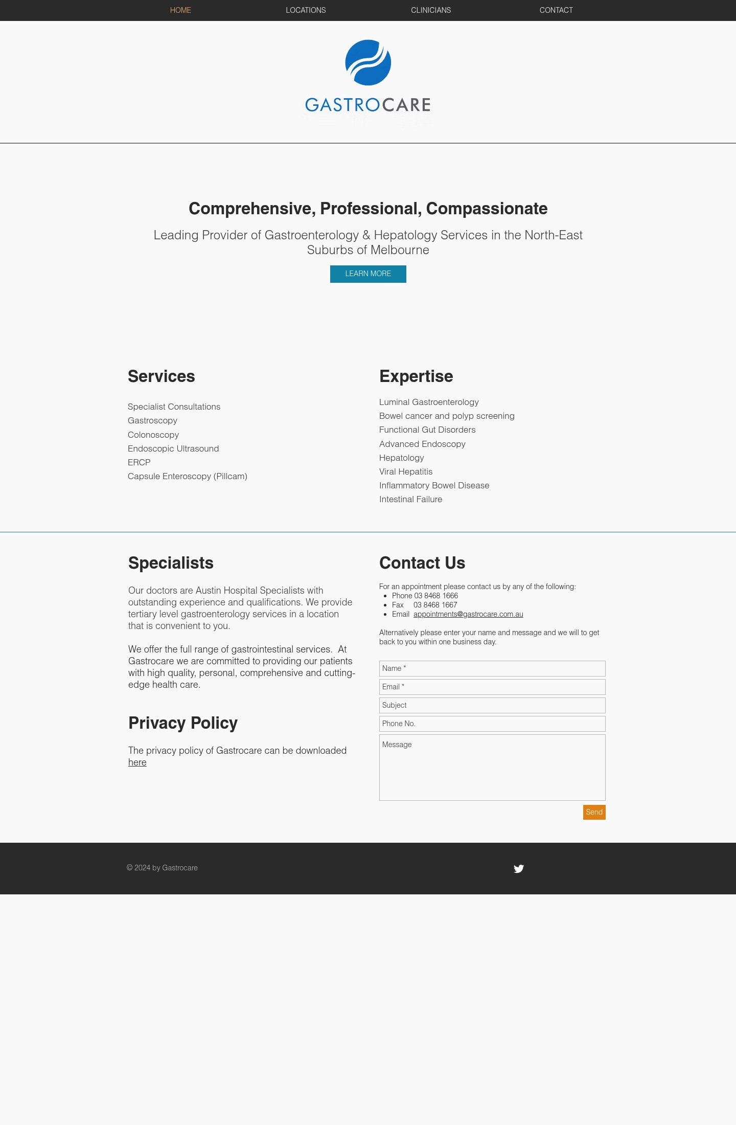 GastroCare homepage screenshot