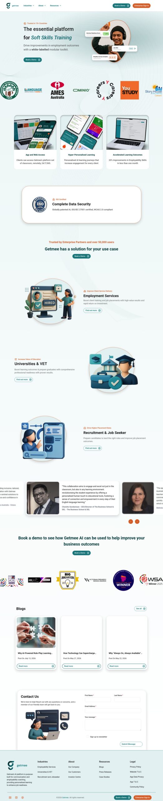 Getmee homepage screenshot