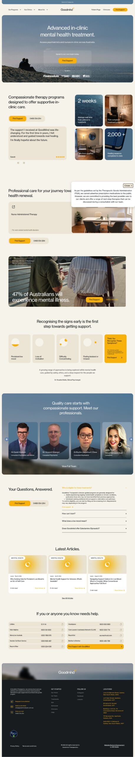 GoodMind Therapeutics homepage screenshot