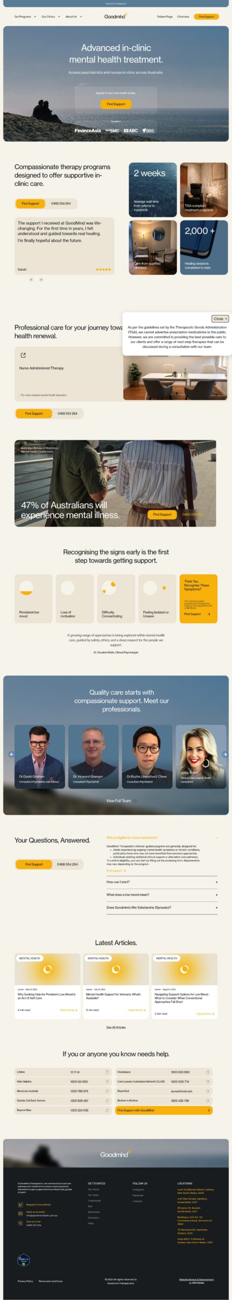 GoodMind Therapeutics homepage screenshot