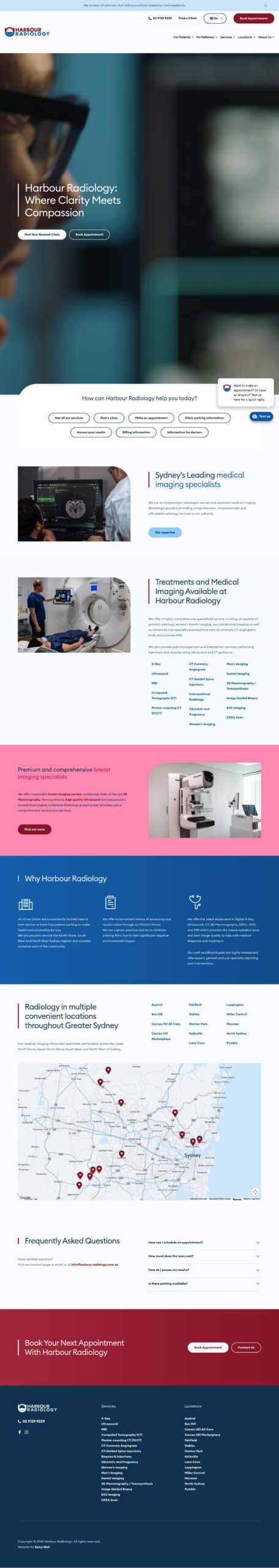 Harbour Radiology homepage screenshot