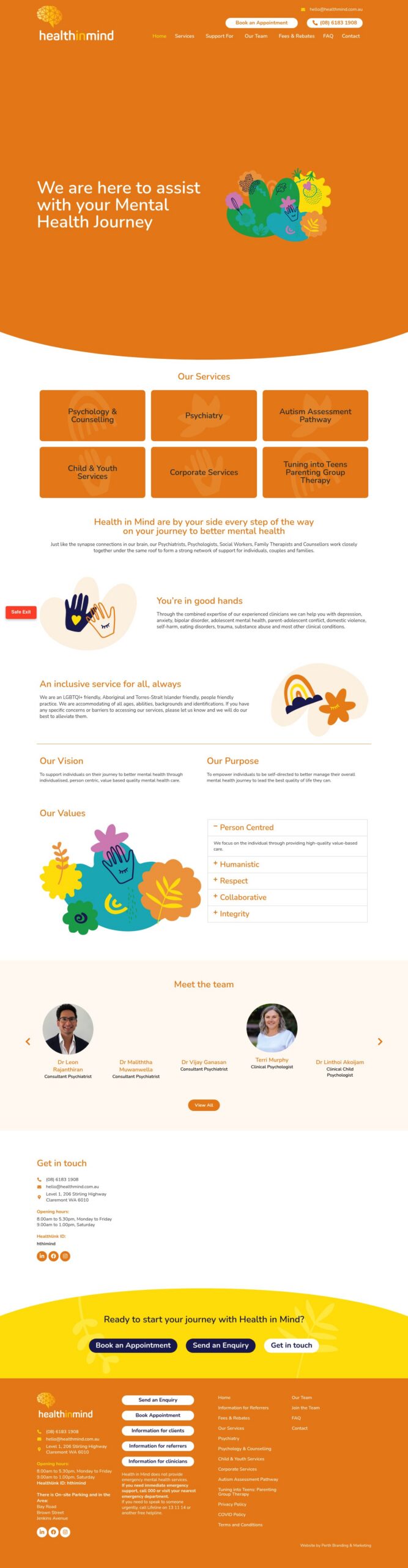 Health in Mind homepage screenshot