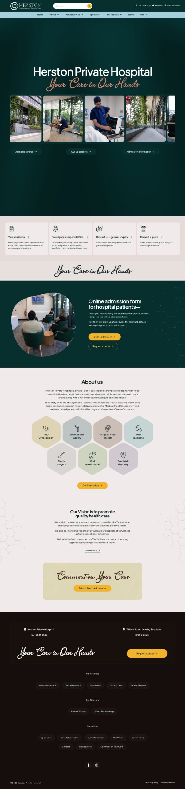 Herston Private Hospital homepage screenshot