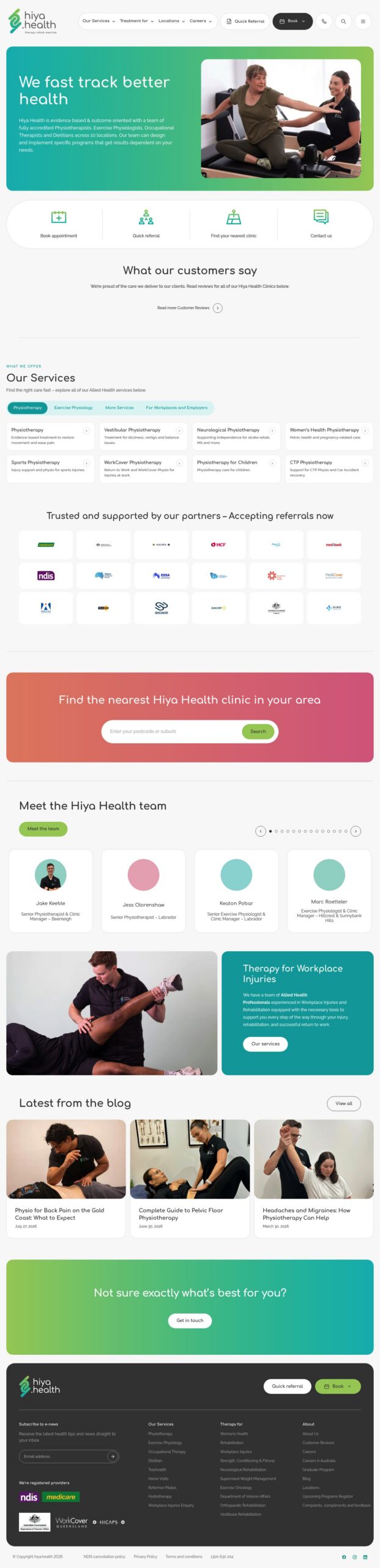 Hiya Health homepage screenshot