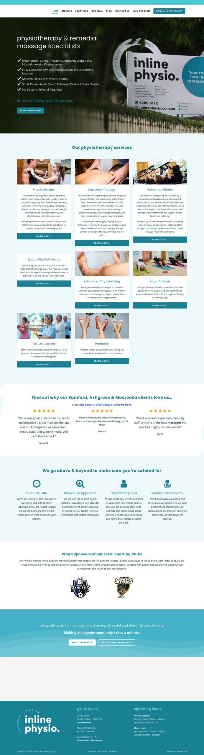 Inline Physio homepage screenshot