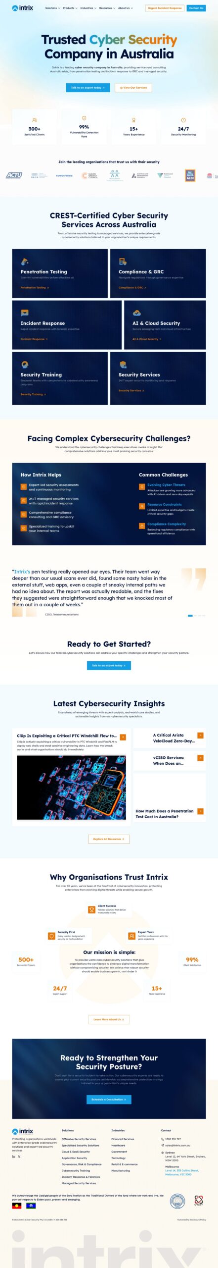 Intrix Cyber Security homepage screenshot