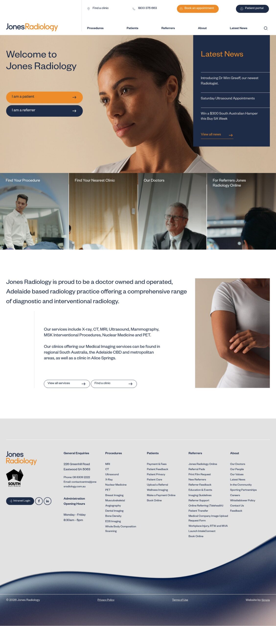 Jones Radiology homepage screenshot