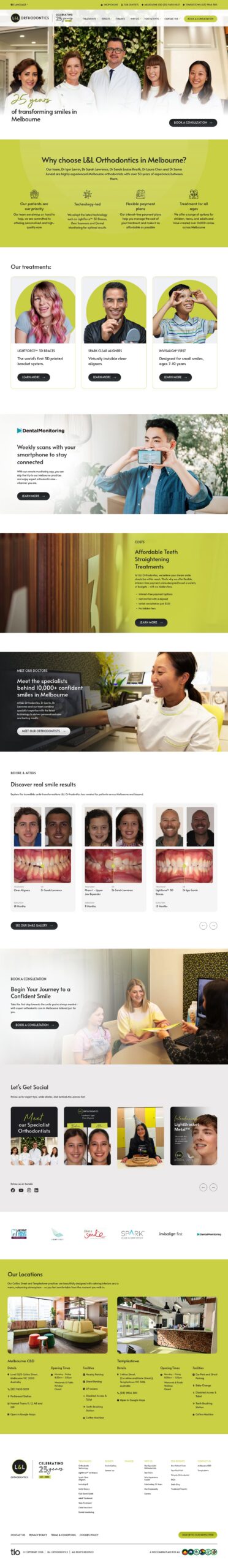L&L Orthodontics homepage screenshot
