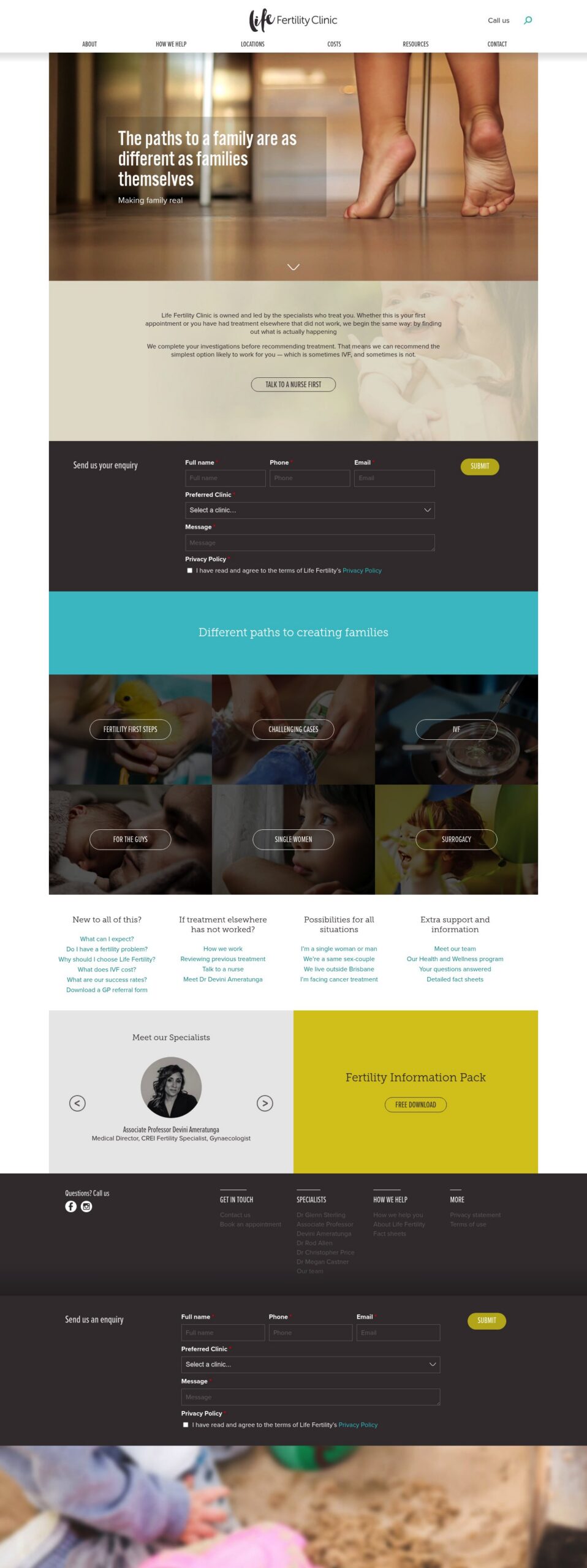 Life Fertility Clinic homepage screenshot