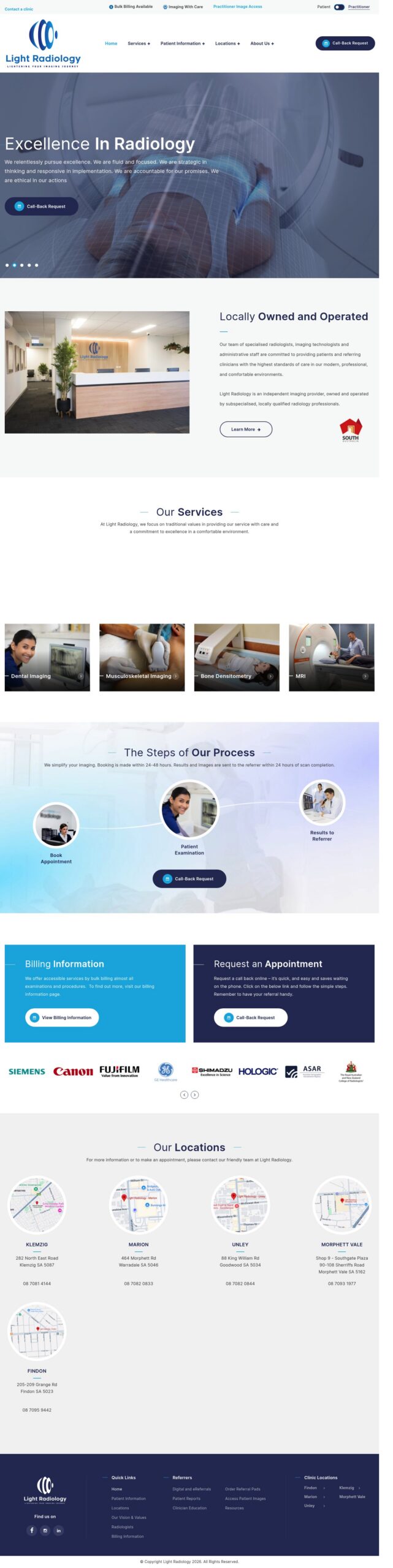 Light Radiology homepage screenshot