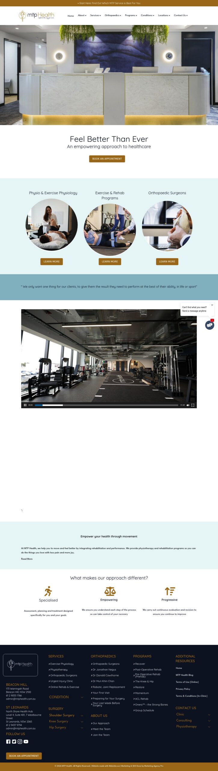 MTP Health homepage screenshot
