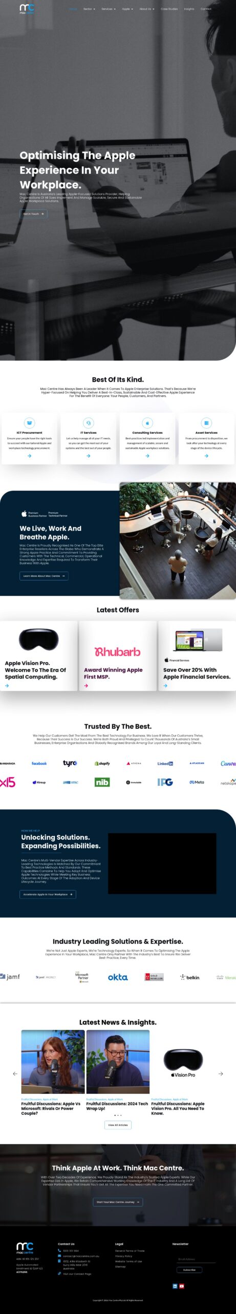 Mac Centre Pty Ltd homepage screenshot