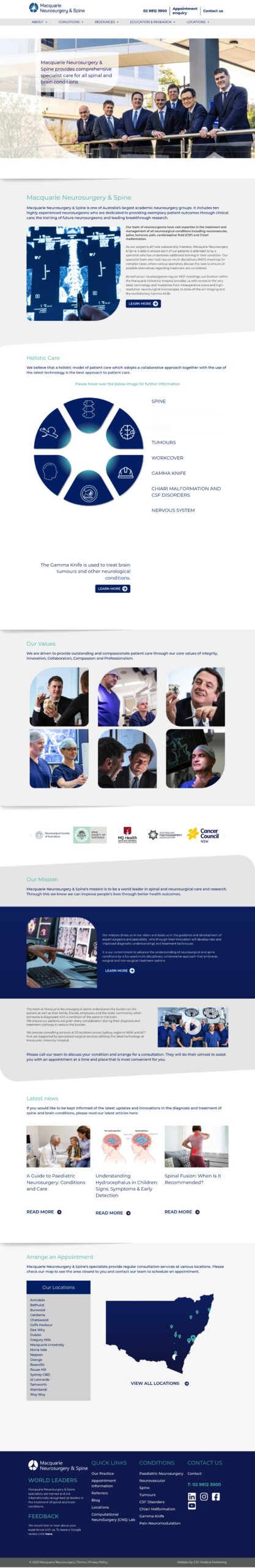 Macquarie Neurosurgery homepage screenshot