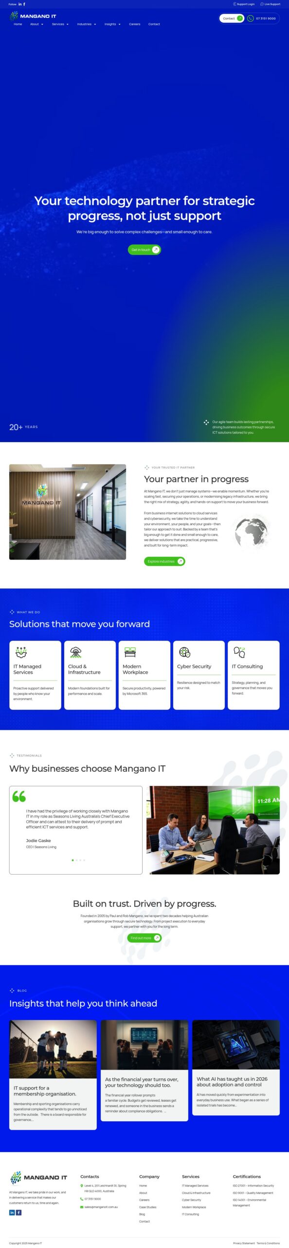 Mangano IT homepage screenshot