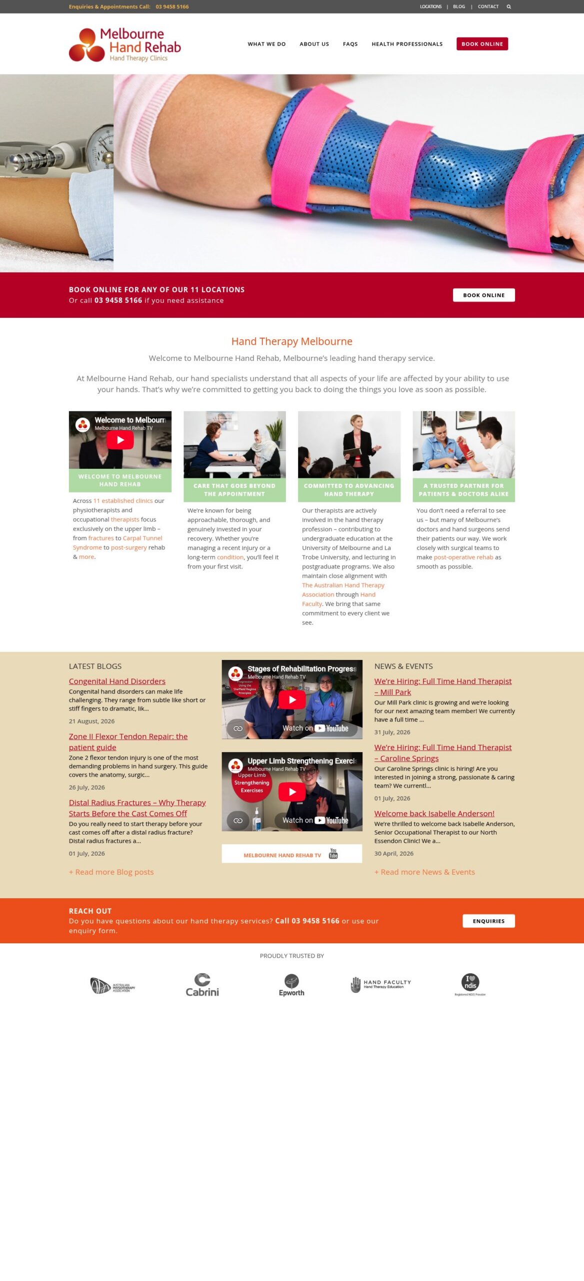 Melbourne Hand Rehab homepage screenshot