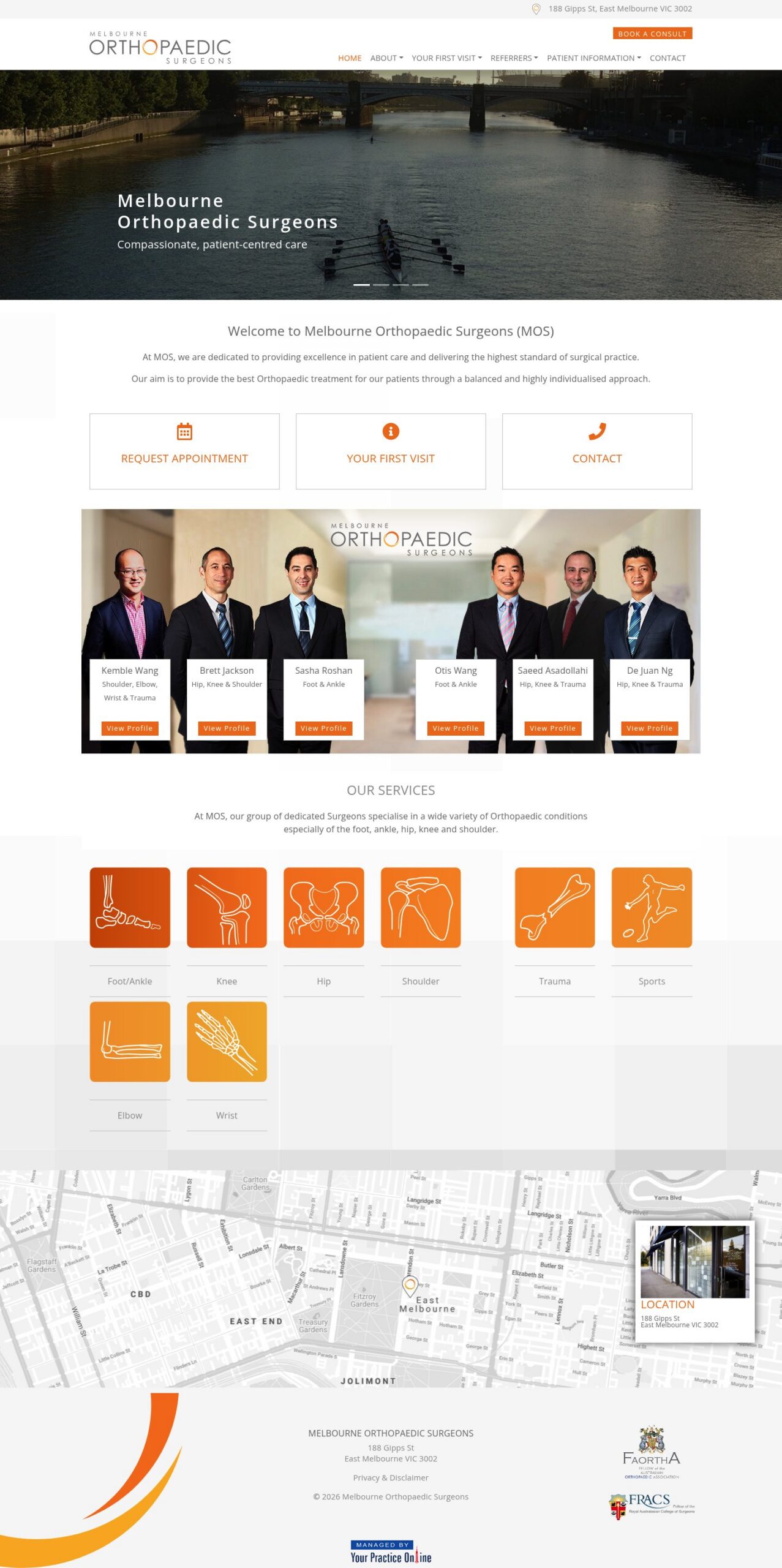 Melbourneorthopaedicsurgeons homepage screenshot