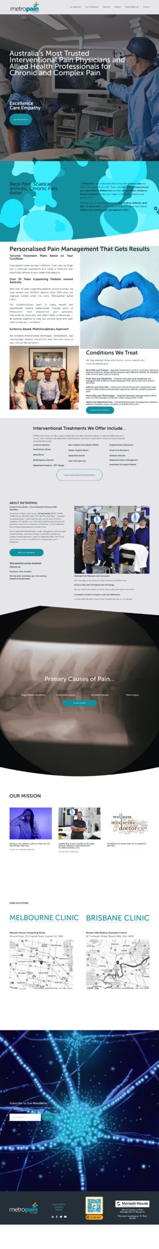 Metro Pain Group homepage screenshot
