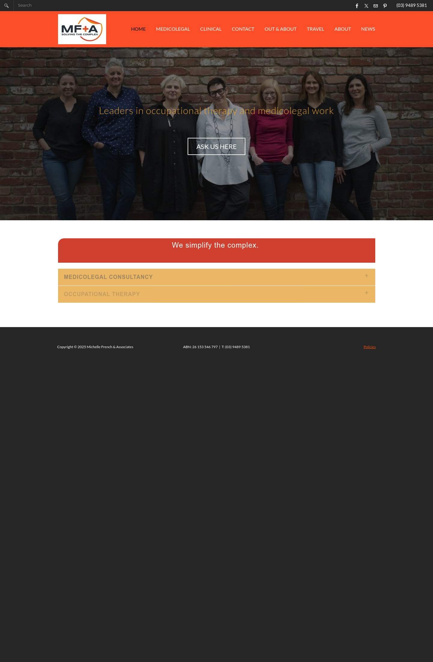 Michelle French & Associates (MF+A) homepage screenshot
