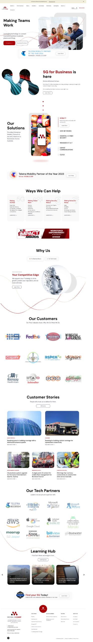 MobileCorp homepage screenshot