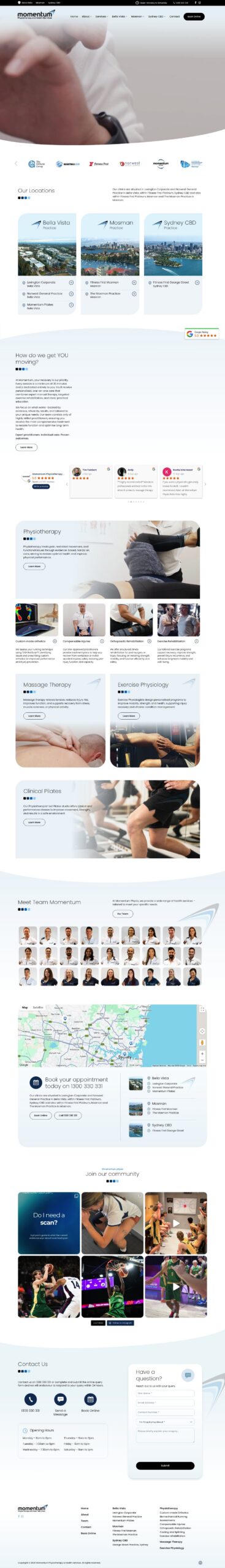 Momentum Physiotherapy & Health Services homepage screenshot